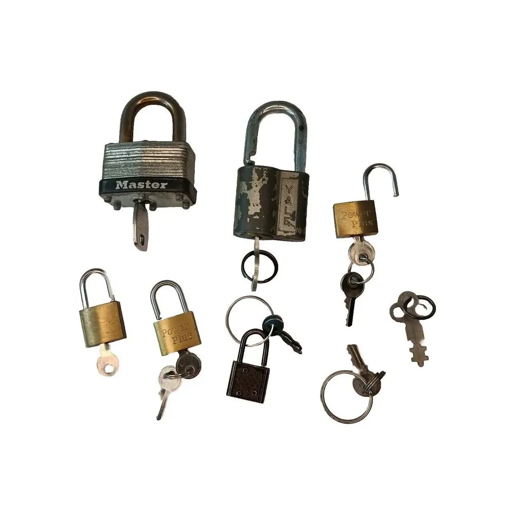 Lot Of Six 6 Vintage Padlocks With Keys Yale, Master, Power Plus Working Locks